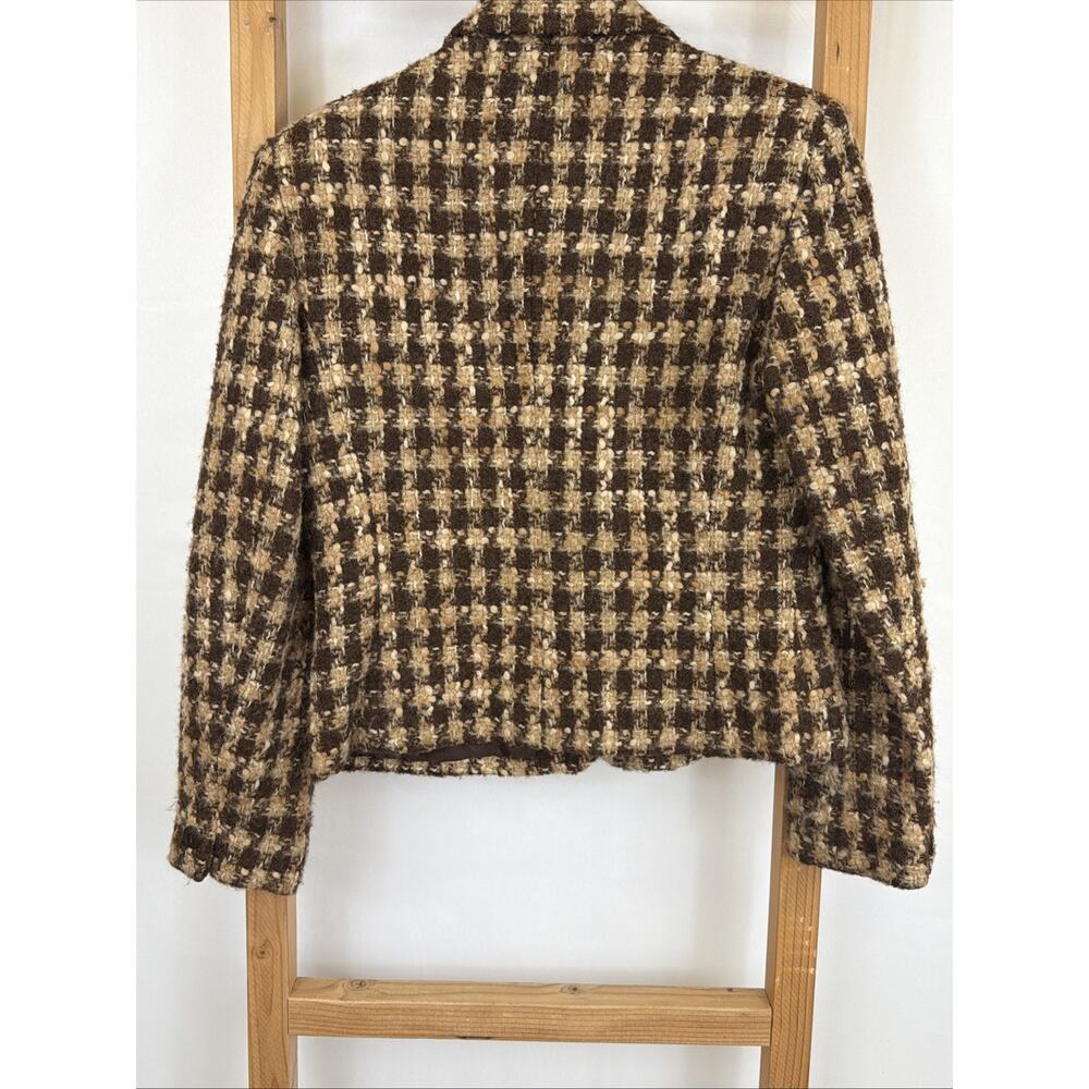 Vtg Y2K Jones New York Brown Long Sleeve Button Up Tweed Blazer #1588 Size SM - Picture 4 of 6
